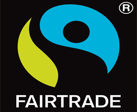 fairtrade logo on a black background